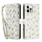 For iPhone 12 / 12 Pro Flower Pattern Buckle Leather Phone Case with Lanyard(Yellow Flowers) - 2