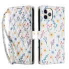 For iPhone 11 Pro Max Flower Pattern Buckle Leather Phone Case with Lanyard(Blue Flowers) - 2
