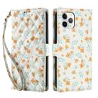 For iPhone 11 Pro Max Flower Pattern Buckle Leather Phone Case with Lanyard(Orange Flowers) - 2
