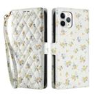 For iPhone 11 Pro Max Flower Pattern Buckle Leather Phone Case with Lanyard(Yellow Flowers) - 2
