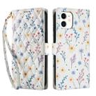 For iPhone 11 Flower Pattern Buckle Leather Phone Case with Lanyard(Blue Flowers) - 2