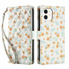For iPhone 11 Flower Pattern Buckle Leather Phone Case with Lanyard(Orange Flowers) - 2