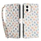 For iPhone 11 Flower Pattern Buckle Leather Phone Case with Lanyard(Florals) - 2