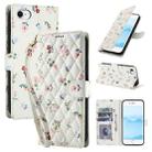 For iPhone SE 2022 / SE 2020 / 8 / 7 Flower Pattern Buckle Leather Phone Case with Lanyard(Pink Flowers) - 1