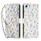 For iPhone SE 2022 / SE 2020 / 8 / 7 Flower Pattern Buckle Leather Phone Case with Lanyard(Blue Flowers) - 2