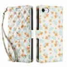 For iPhone SE 2022 / SE 2020 / 8 / 7 Flower Pattern Buckle Leather Phone Case with Lanyard(Orange Flowers) - 2