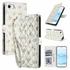 For iPhone SE 2022 / SE 2020 / 8 / 7 Flower Pattern Buckle Leather Phone Case with Lanyard(Yellow Flowers) - 1