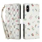 For iPhone X / XS Flower Pattern Buckle Leather Phone Case with Lanyard(Pink Flowers) - 2