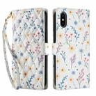 For iPhone X / XS Flower Pattern Buckle Leather Phone Case with Lanyard(Blue Flowers) - 2