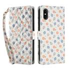 For iPhone X / XS Flower Pattern Buckle Leather Phone Case with Lanyard(Florals) - 2