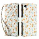 For iPhone XR Flower Pattern Buckle Leather Phone Case with Lanyard(Orange Flowers) - 2