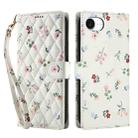 For iPhone 16e Flower Pattern Buckle Leather Phone Case with Lanyard(Pink Flowers) - 2