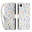 For iPhone 16e Flower Pattern Buckle Leather Phone Case with Lanyard(Blue Flowers) - 2