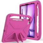 For iPad Air 13 2024 / 2025 Handle EVA Shockproof Tablet Case with Holder(Rose Red) - 1
