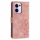 For OPPO Reno13 F 5G / 4G Tulips Embossed Leather Phone Case with Lanyard(Pink) - 3