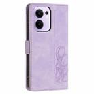 For OPPO Reno13 F 5G / 4G Tulips Embossed Leather Phone Case with Lanyard(Purple) - 3