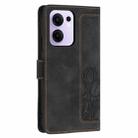 For OPPO Reno13 F 5G / 4G Tulips Embossed Leather Phone Case with Lanyard(Black) - 3