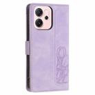 For OPPO Reno14 F 5G Tulips Embossed Leather Phone Case with Lanyard(Purple) - 3