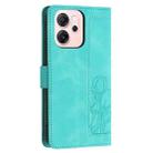 For OPPO Reno14 5G Global Tulips Embossed Leather Phone Case with Lanyard(Green) - 3