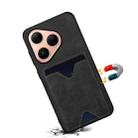 For Huawei Pura 80 5G Denior D06 PU Back Cover Card Slot Holder Phone Case(Black) - 3