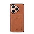 For Huawei Pura 80 5G Denior D06 PU Back Cover Card Slot Holder Phone Case(Brown) - 1