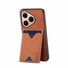 For Huawei Pura 80 5G Denior D06 PU Back Cover Card Slot Holder Phone Case(Brown) - 2