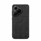 For Huawei Pura 80 Pro 5G Denior D06 PU Back Cover Card Slot Holder Phone Case(Black) - 1