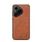 For Huawei Pura 80 Pro 5G Denior D06 PU Back Cover Card Slot Holder Phone Case(Brown) - 1