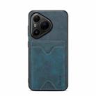 For Huawei Pura 80 Pro 5G Denior D06 PU Back Cover Card Slot Holder Phone Case(Blue) - 1