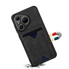 For Huawei Pura 80 Ultra 5G Denior D06 PU Back Cover Card Slot Holder Phone Case(Black) - 3