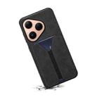 For Huawei Pura 80 5G Denior D07 DV Elastic Card Slot PU Back Cover Phone Case(Black) - 3