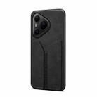 For Huawei Pura 80 Pro 5G Denior D07 DV Elastic Card Slot PU Back Cover Phone Case(Black) - 1