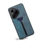 For Huawei Pura 80 Pro 5G Denior D07 DV Elastic Card Slot PU Back Cover Phone Case(Blue) - 3