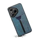 For Huawei Pura 80 Ultra 5G Denior D07 DV Elastic Card Slot PU Back Cover Phone Case(Blue) - 3