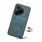 For Huawei Pura 80 Pro 5G Denior D08 PU Single Card Slot Holder Phone Case(Blue) - 3