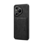 For Huawei Pura 80 Ultra 5G Denior D08 PU Single Card Slot Holder Phone Case(Black) - 1