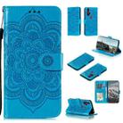 For Motorola Moto Edge Plus Mandala Embossing Pattern Horizontal Flip PU Leather Case with Holder & Card Slots & Walle & Lanyard(Blue) - 1