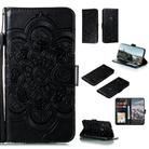 For Motorola Moto E6s (2020) Mandala Embossing Pattern Horizontal Flip PU Leather Case with Holder & Card Slots & Walle & Lanyard(Black) - 1