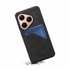For Huawei Pura 80 5G Denior D09 PU Dual Card Slot Back Cover Phone Case(Black) - 3