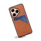 For Huawei Pura 80 5G Denior D09 PU Dual Card Slot Back Cover Phone Case(Brown) - 3