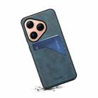 For Huawei Pura 80 5G Denior D09 PU Dual Card Slot Back Cover Phone Case(Blue) - 3