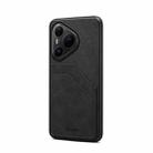 For Huawei Pura 80 Pro 5G Denior D09 PU Dual Card Slot Back Cover Phone Case(Black) - 1