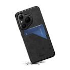 For Huawei Pura 80 Pro 5G Denior D09 PU Dual Card Slot Back Cover Phone Case(Black) - 3