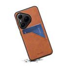 For Huawei Pura 80 Pro 5G Denior D09 PU Dual Card Slot Back Cover Phone Case(Brown) - 3