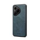 For Huawei Pura 80 Pro 5G Denior D09 PU Dual Card Slot Back Cover Phone Case(Blue) - 1
