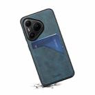 For Huawei Pura 80 Pro 5G Denior D09 PU Dual Card Slot Back Cover Phone Case(Blue) - 3