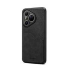 For Huawei Pura 80 Ultra 5G Denior D09 PU Dual Card Slot Back Cover Phone Case(Black) - 1