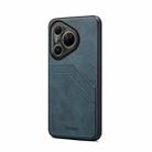 For Huawei Pura 80 Ultra 5G Denior D09 PU Dual Card Slot Back Cover Phone Case(Blue) - 1