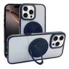 For iPhone 16 Pro Max Semi-Transparent 360 Rotation Holder MagSafe Phone Case(Black) - 1