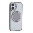 For iPhone 16 Plus Semi-Transparent 360 Rotation Holder MagSafe Phone Case(Grey) - 2